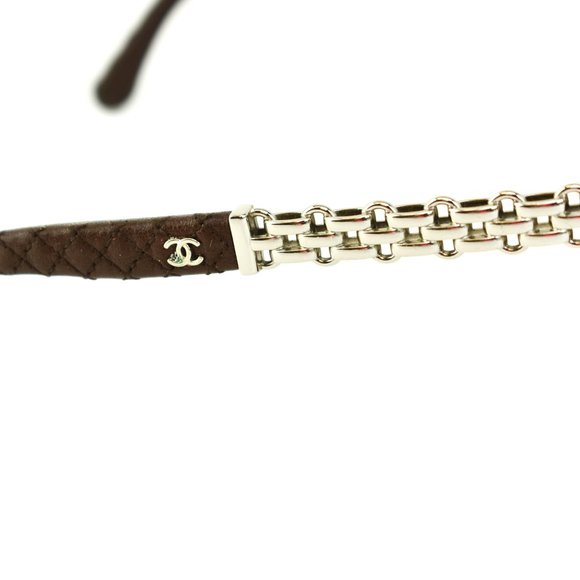 CHANEL Chain: Brown, Leather CC Logo Sunglasses lw - Picture 7 of 10